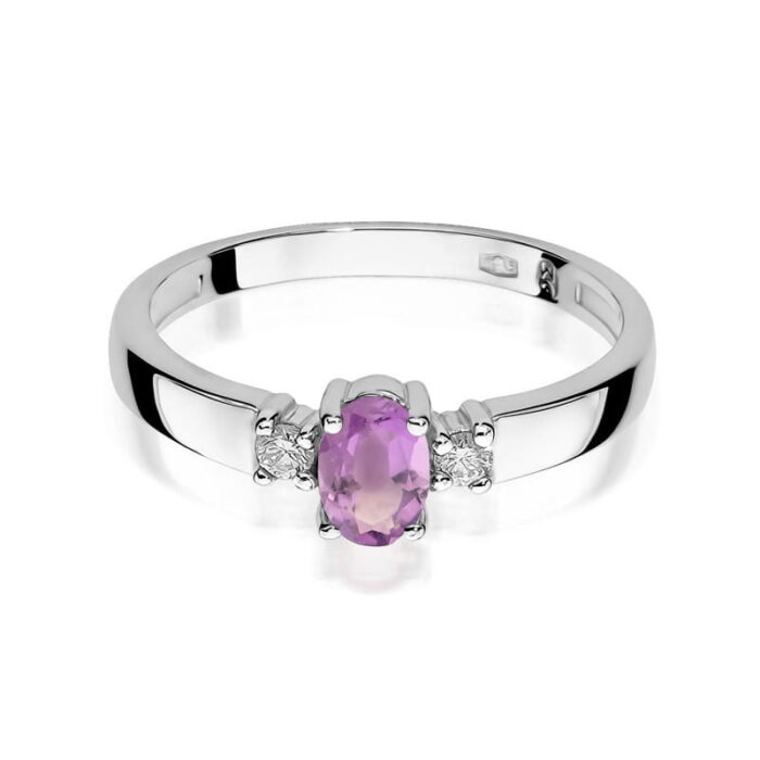 Inel Aur 14K cu Ametist 0.40 ct si Diamante 0.08 ct - Imagine 6