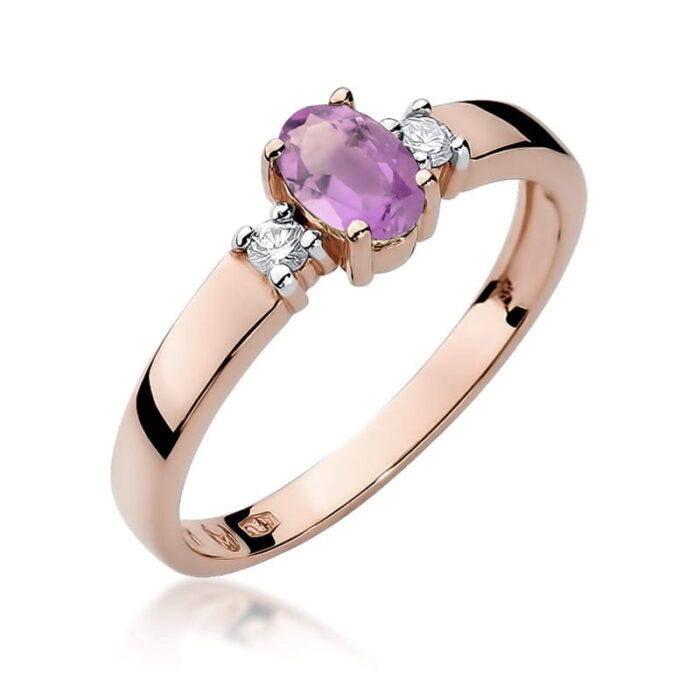Inel Aur 14K cu Ametist 0.40 ct si Diamante 0.08 ct - Imagine 10