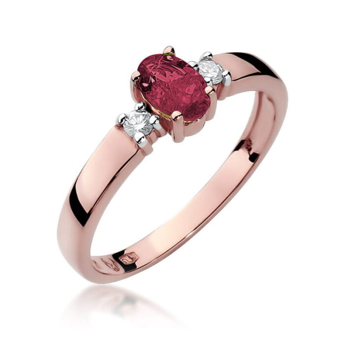 Inel Aur 14K cu Rubin 0.60 ct si Diamante 0.08 ct - Imagine 8