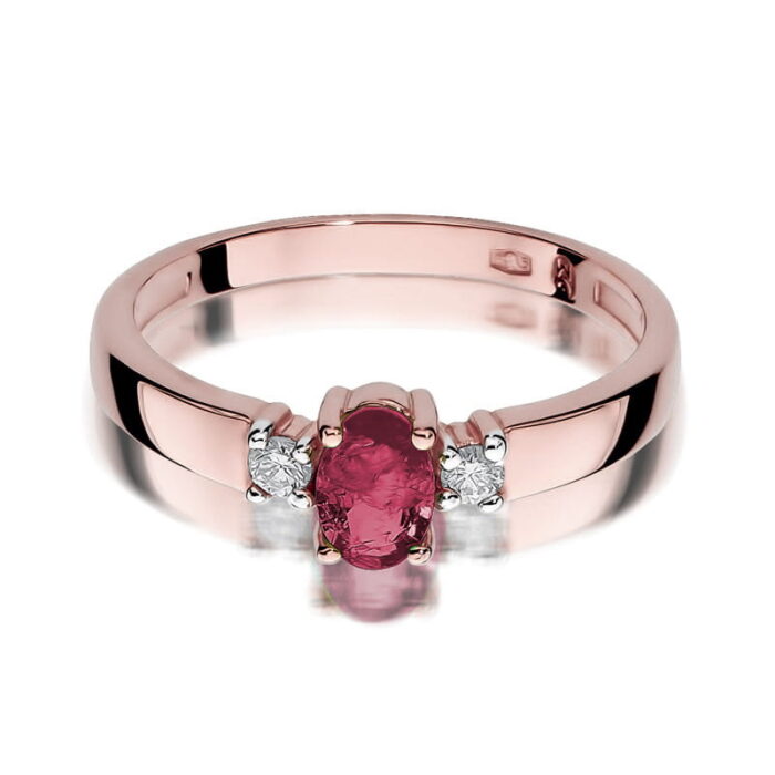 Inel Aur 14K cu Rubin 0.60 ct si Diamante 0.08 ct - Imagine 9