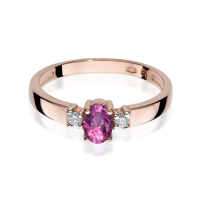Inel Aur 14K cu Safir Roz 0.45 ct si Diamante 0.08 ct - Imagine 10