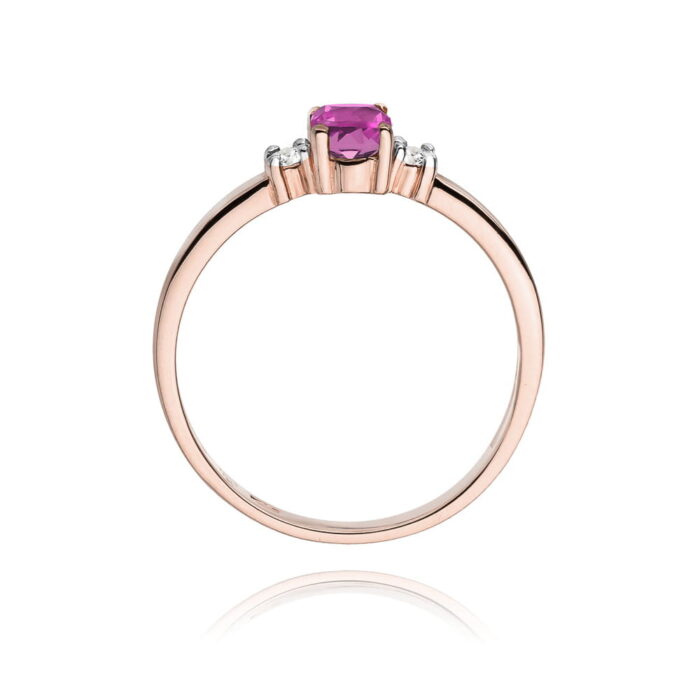 Inel Aur 14K cu Safir Roz 0.45 ct si Diamante 0.08 ct - Imagine 11