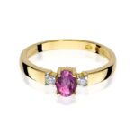 Inel Aur 14K cu Safir Roz 0.45 ct si Diamante 0.08 ct - Imagine 2