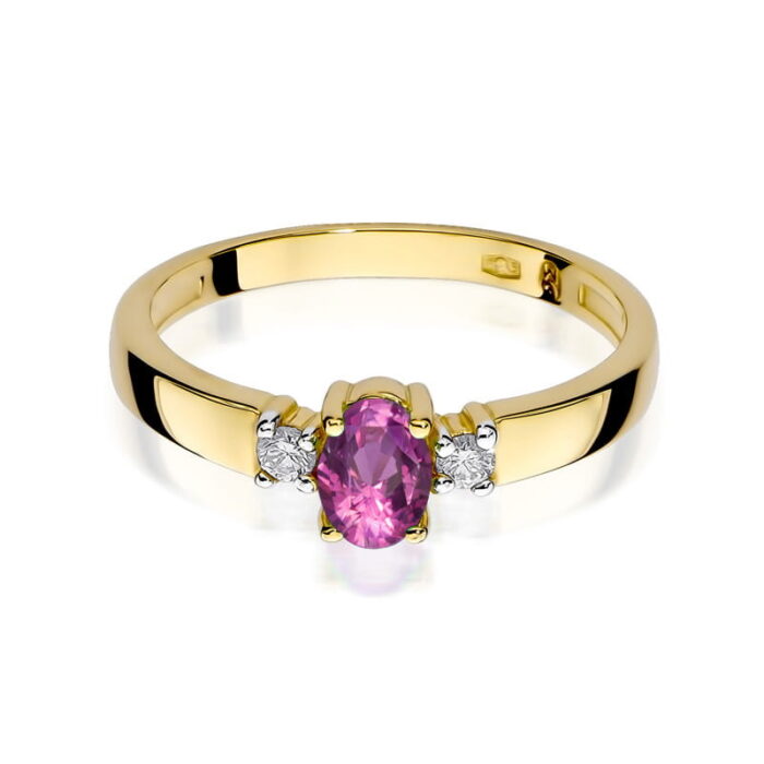 Inel Aur 14K cu Safir Roz 0.45 ct si Diamante 0.08 ct - Imagine 2