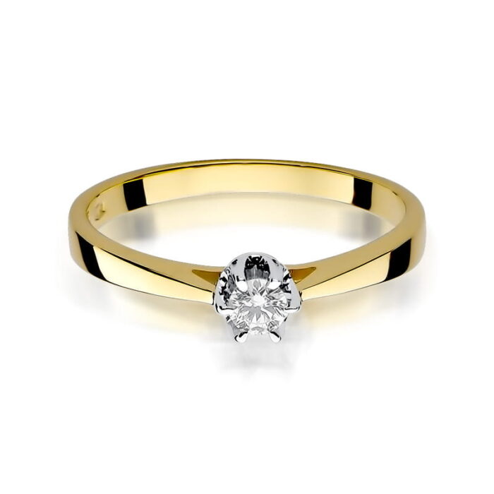 Inel Aur 14k cu Diamant 0.12 ct - Imagine 2