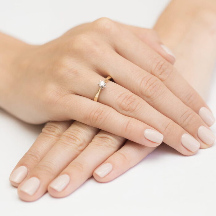 Inel Aur 14k cu Diamant 0.12 ct - Imagine 4