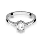 Inel Aur 14K cu Safir Alb 0.50 ct si Diamante Naturale 0.05 ct - Imagine 5