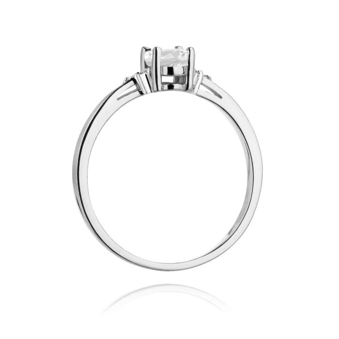 Inel Aur 14K cu Safir Alb 0.50 ct si Diamante Naturale 0.05 ct - Imagine 6