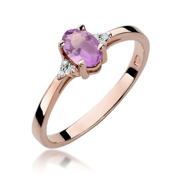 Inel Aur 14K W301 Ametist 0.40ct Diamante - Imagine 5