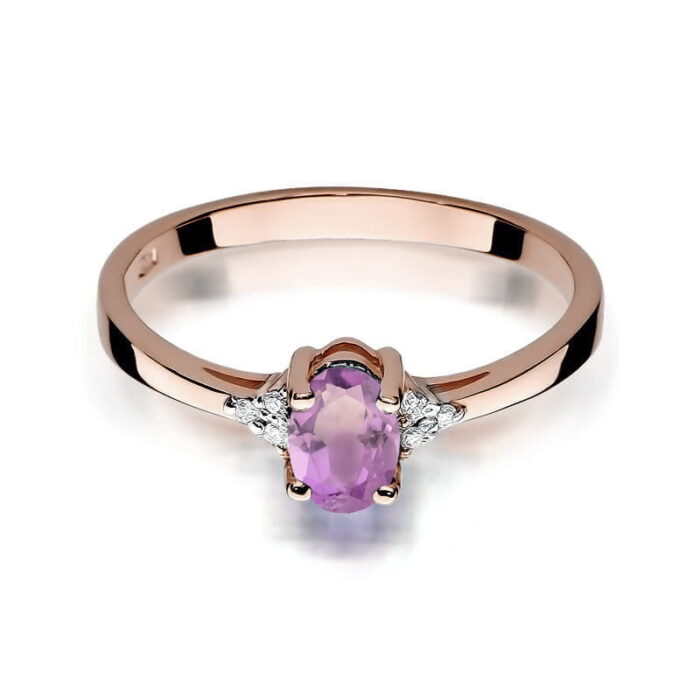Inel Aur 14K W301 Ametist 0.40ct Diamante - Imagine 6