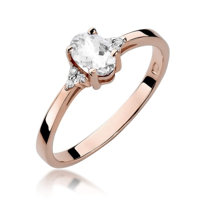 Inel Aur 14K cu Safir Alb 0.50 ct si Diamante Naturale 0.05 ct - Imagine 7