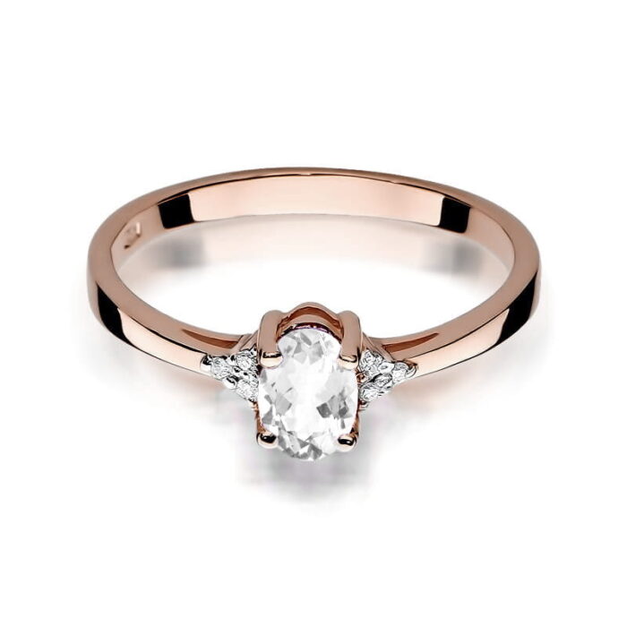 Inel Aur 14K cu Safir Alb 0.50 ct si Diamante Naturale 0.05 ct - Imagine 8
