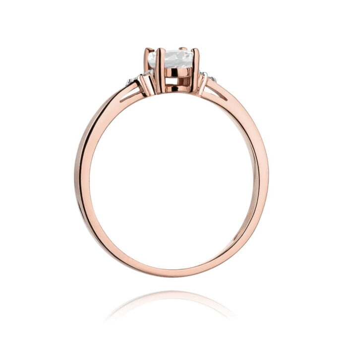 Inel Aur 14K cu Safir Alb 0.50 ct si Diamante Naturale 0.05 ct - Imagine 9