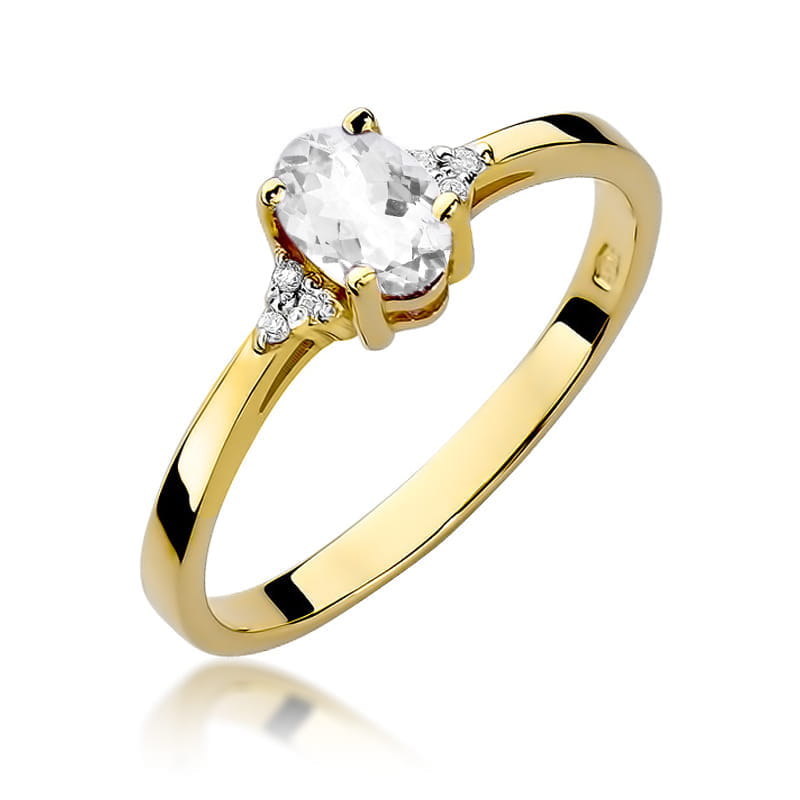 W301-Z-585-BS0.50_1.jpg Inel Aur 14K cu Safir Alb 0.50 ct si Diamante Naturale 0.05 ct - Imagine 1