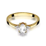 Inel Aur 14K cu Safir Alb 0.50 ct si Diamante Naturale 0.05 ct - Imagine 2