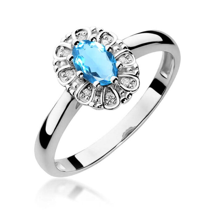 Inel Aur 14K cu Topaz Albastru 0.50 ct si Diamante Naturale 0.06 ct - Imagine 5