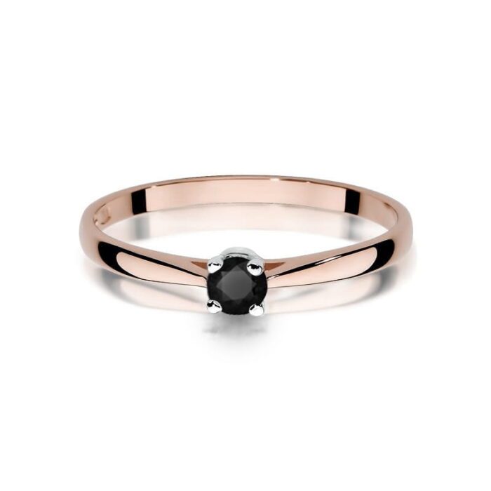 Inel Aur 14K cu Diamante Negre 0.20 ct - Imagine 10