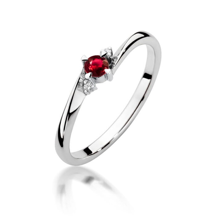Inel Aur 14k cu Rubin 0.15 ct si Diamante Naturale 0.017 ct - Imagine 5