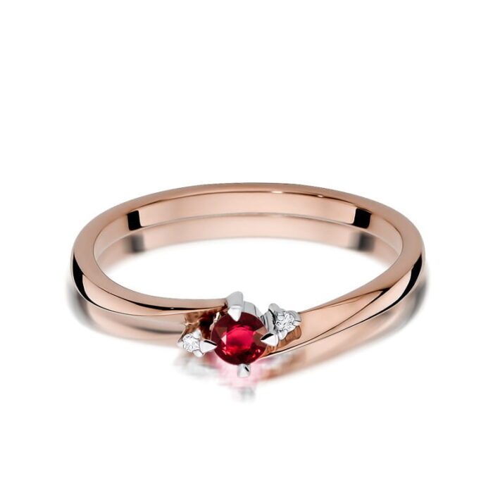 Inel Aur 14k cu Rubin 0.15 ct si Diamante Naturale 0.017 ct - Imagine 10