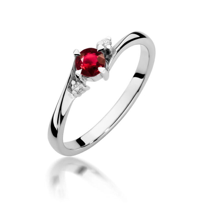 Inel Aur 14k cu Rubin 0.30 ct si Diamante Naturale 0.03 ct - Imagine 5