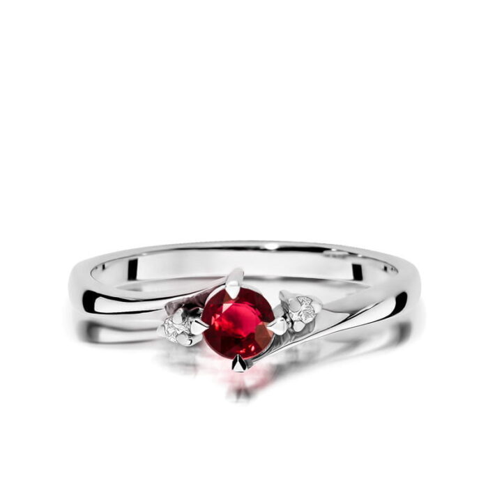 Inel Aur 14k cu Rubin 0.30 ct si Diamante Naturale 0.03 ct - Imagine 6