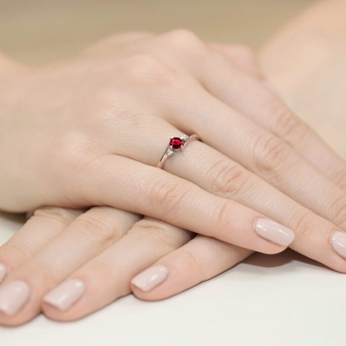 Inel Aur 14k cu Rubin 0.30 ct si Diamante Naturale 0.03 ct - Imagine 12