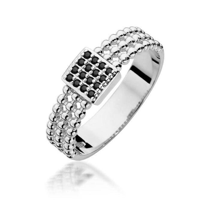 Inel Aur 14K W353 Diamante Negre 0.08ct - Imagine 9