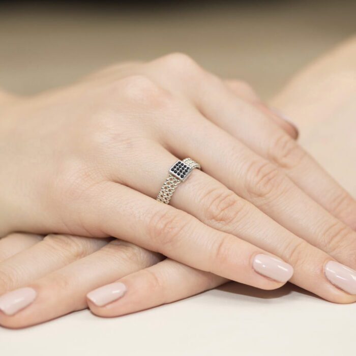 Inel Aur 14K W353 Diamante Negre 0.08ct - Imagine 12