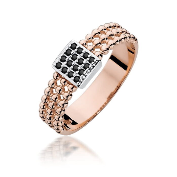 Inel Aur 14K W353 Diamante Negre 0.08ct - Imagine 5