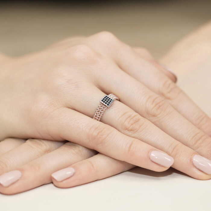 Inel Aur 14K W353 Diamante Negre 0.08ct - Imagine 8