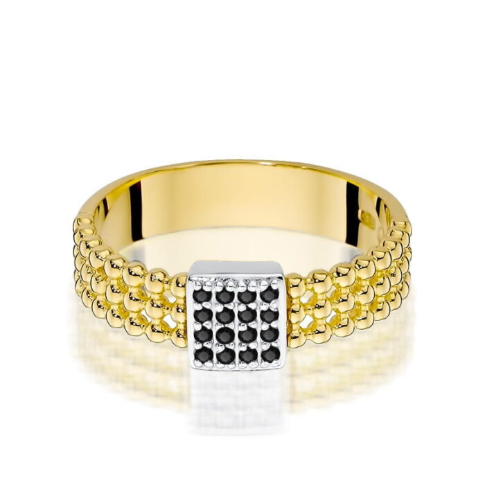 Inel Aur 14K W353 Diamante Negre 0.08ct - Imagine 2