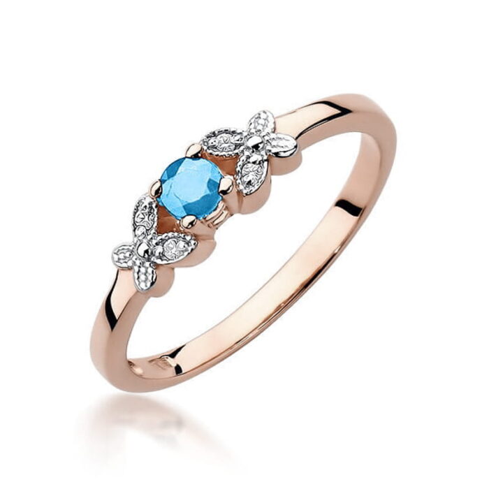 Inel Aur 14K cu Topaz Albastru 0.15 ct - Imagine 8