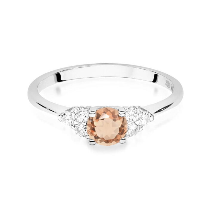 Inel Aur 14K cu Morganit 0.40 ct si Diamante 0.18 ct - Imagine 2