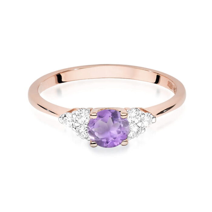 Inel Aur 14K cu Ametist 0.50 ct si Diamante 0.18 ct - Imagine 10