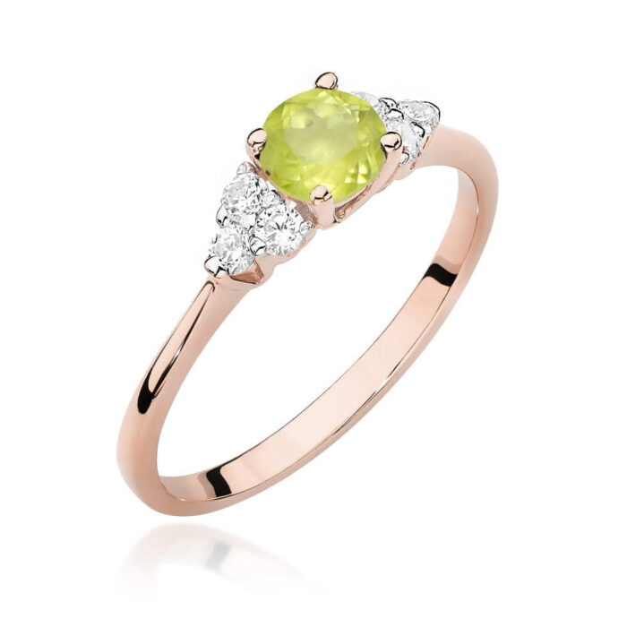 Inel Aur 14K cu Peridot 0.60 ct si Diamante 0.18 ct - Imagine 8