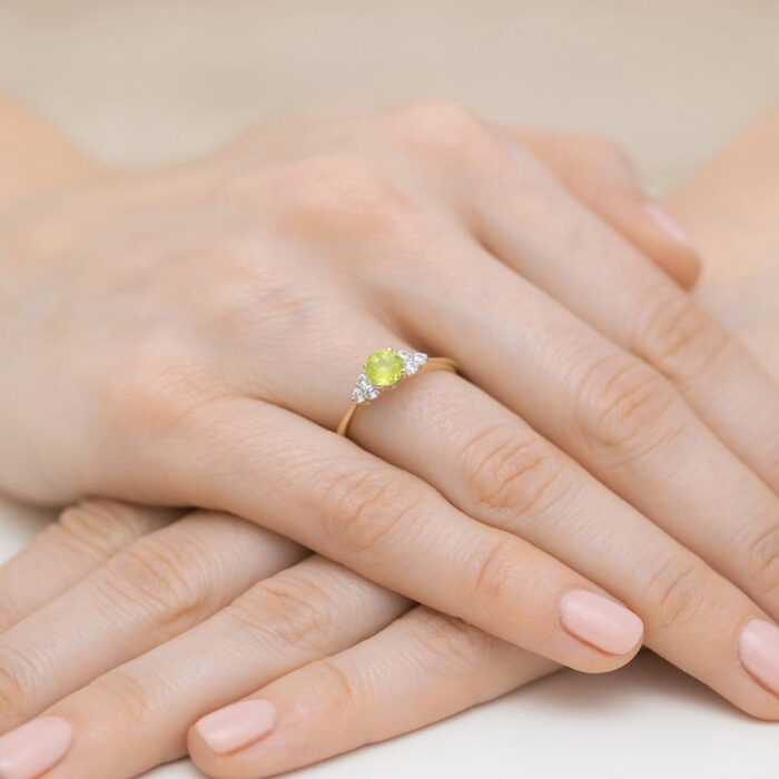 Inel Aur 14K cu Peridot 0.60 ct si Diamante 0.18 ct - Imagine 4