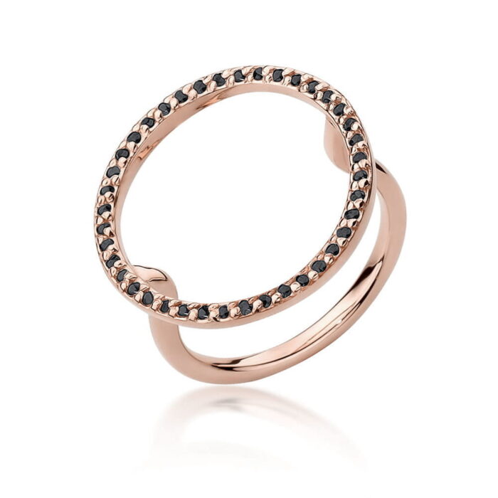 Inel Aur 14k cu Diamante Negre 0.20 ct - Imagine 7