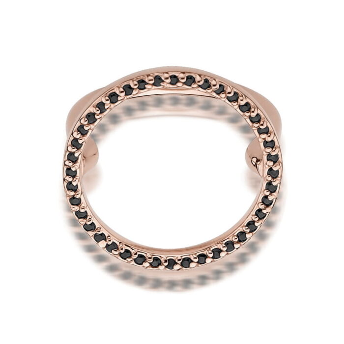 Inel Aur 14k cu Diamante Negre 0.20 ct - Imagine 8