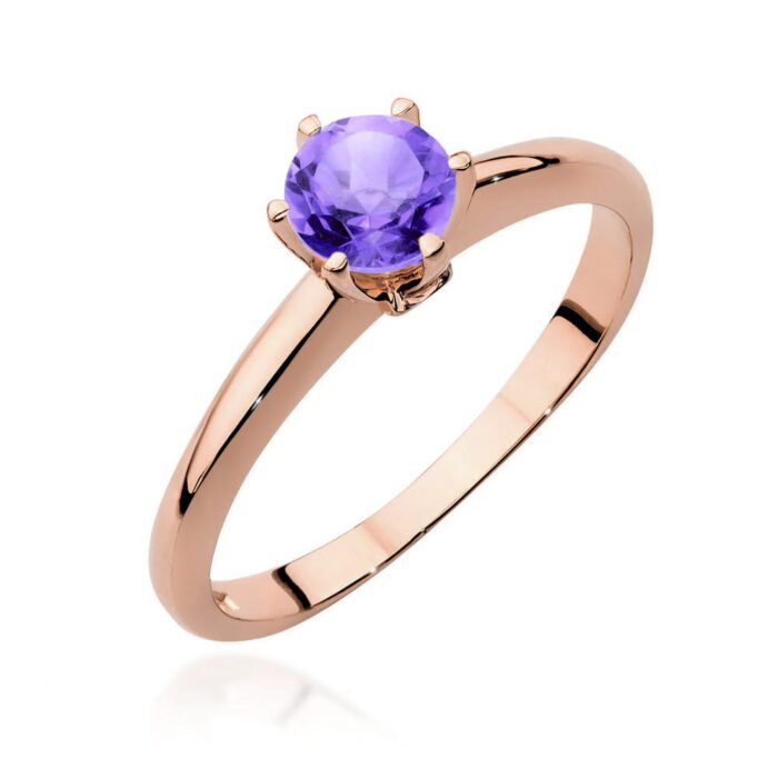 Inel Aur 14K cu Ametist 0.50 ct si Diamante 0.04 ct - Imagine 8