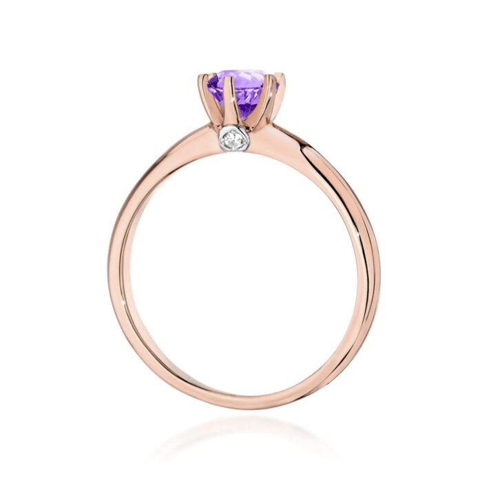 Inel Aur 14K cu Ametist 0.50 ct si Diamante 0.04 ct - Imagine 10