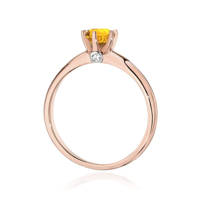 Inel Aur 14K cu Citrin 0.50 ct si Diamante 0.04 ct - Imagine 10