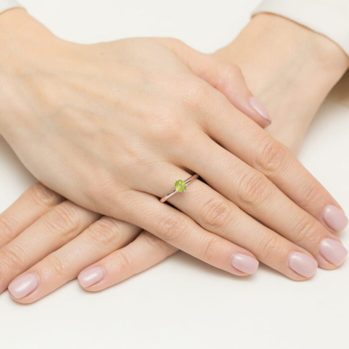 Inel Aur 14K cu Peridot 0.50 ct si Diamante 0.04 ct - Imagine 11