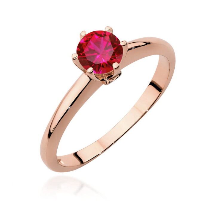 Inel Aur 14K cu Rubin 0.60 ct si Diamante 0.04 ct - Imagine 8
