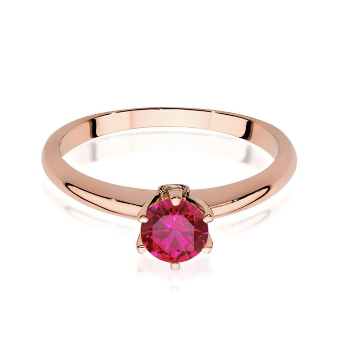 Inel Aur 14K cu Rubin 0.60 ct si Diamante 0.04 ct - Imagine 9