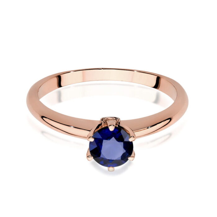 Inel Aur 14K cu Safir 0.50 ct si Diamante 0.04 ct - Imagine 9
