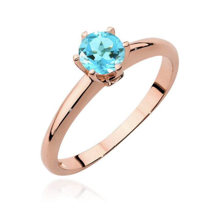 Inel Aur 14K cu Topaz 0.50 ct si Diamante 0.04 ct - Imagine 8