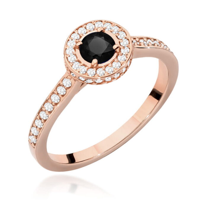 Inel Aur 14k cu Diamant Negru 0.30 ct si Diamante 0.34 ct - Imagine 7