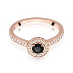 Inel Aur 14k cu Diamant Negru 0.30 ct si Diamante 0.34 ct - Imagine 8