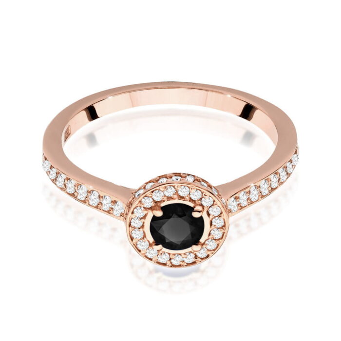 Inel Aur 14k cu Diamant Negru 0.30 ct si Diamante 0.34 ct - Imagine 8