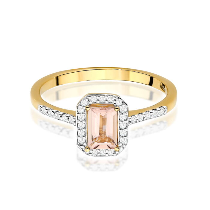 Inel Aur 14K cu Morganit 0.60 ct  si Diamante 0.19 ct - Imagine 2